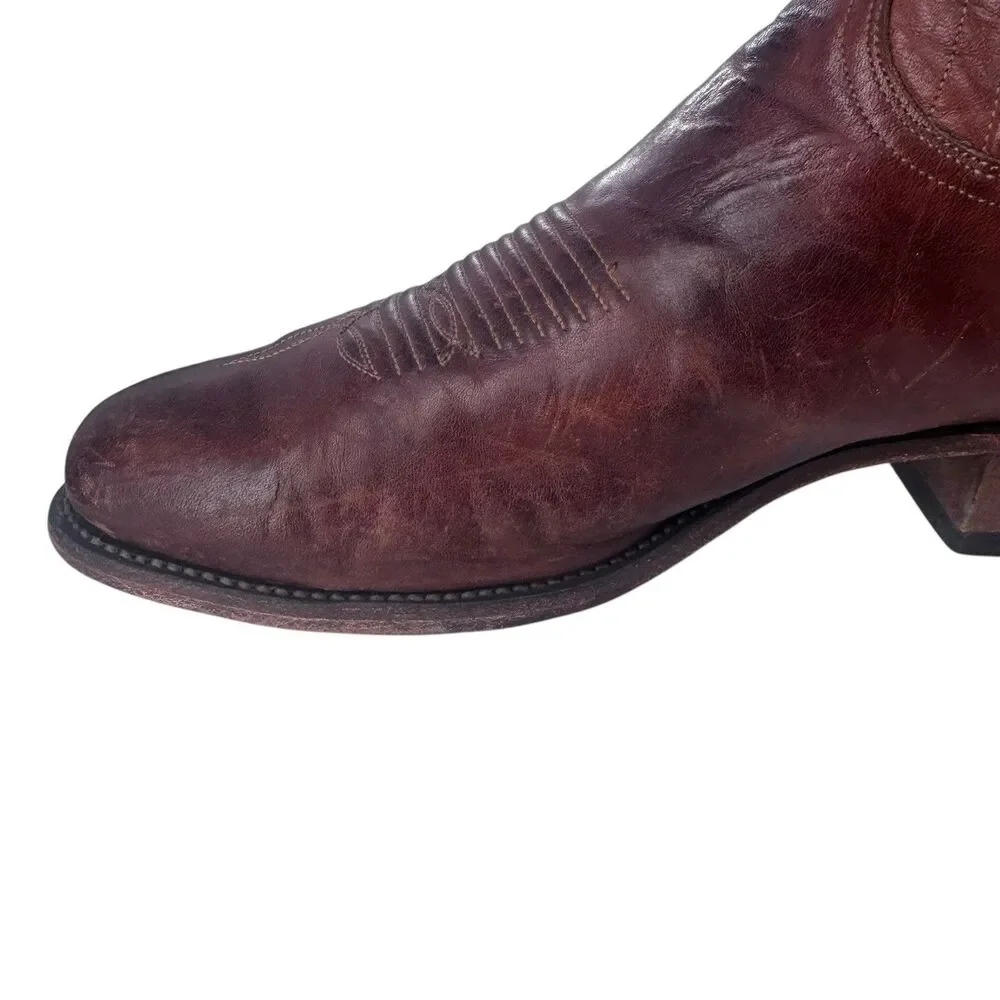 Lucchese Men's 10 EE Ranch Hand Leather Cowboy Boots N1596R Tan Burnished